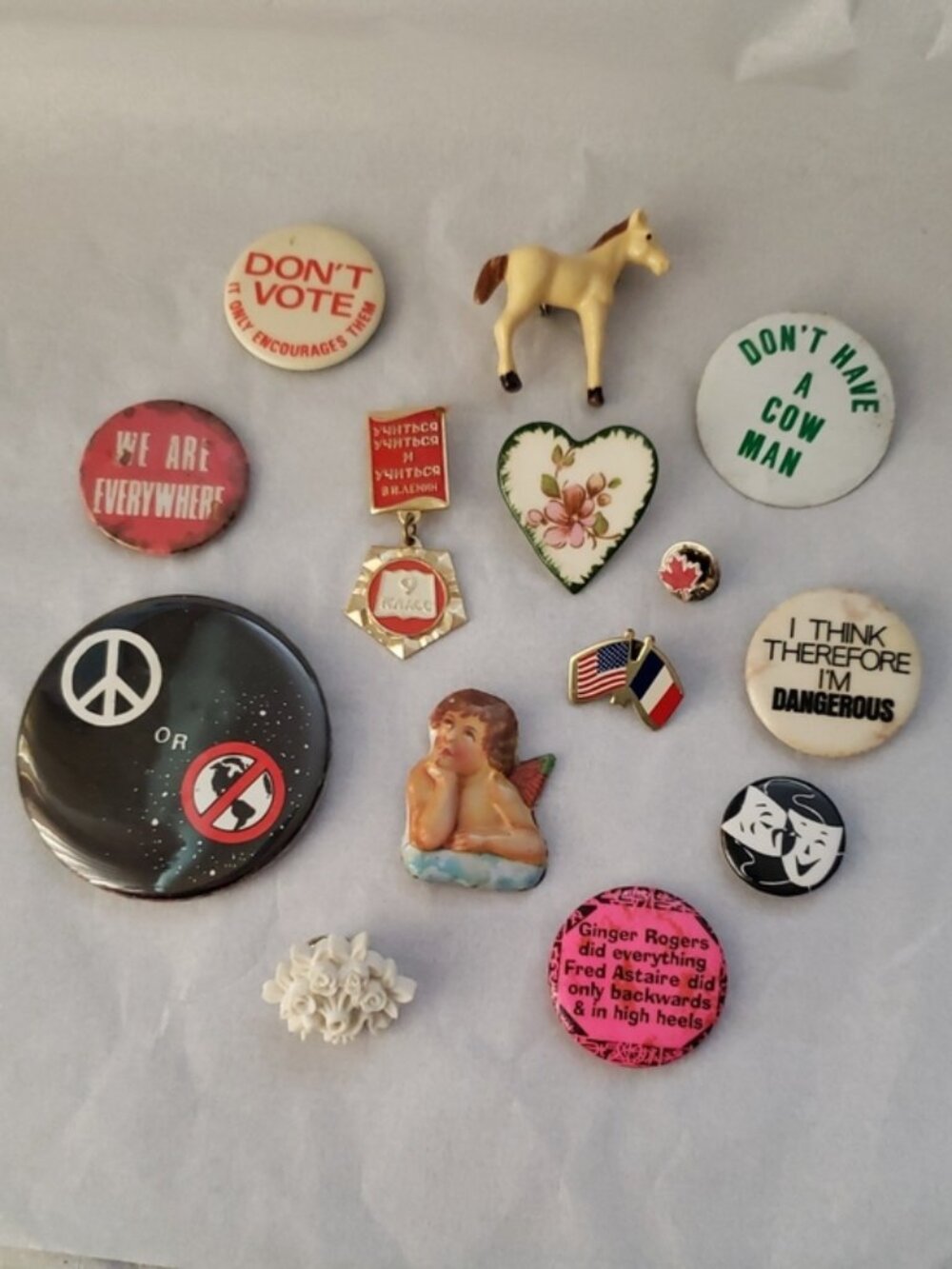 Vintage Pin and Button Collection 70s - 80s - 90s NEW and USED